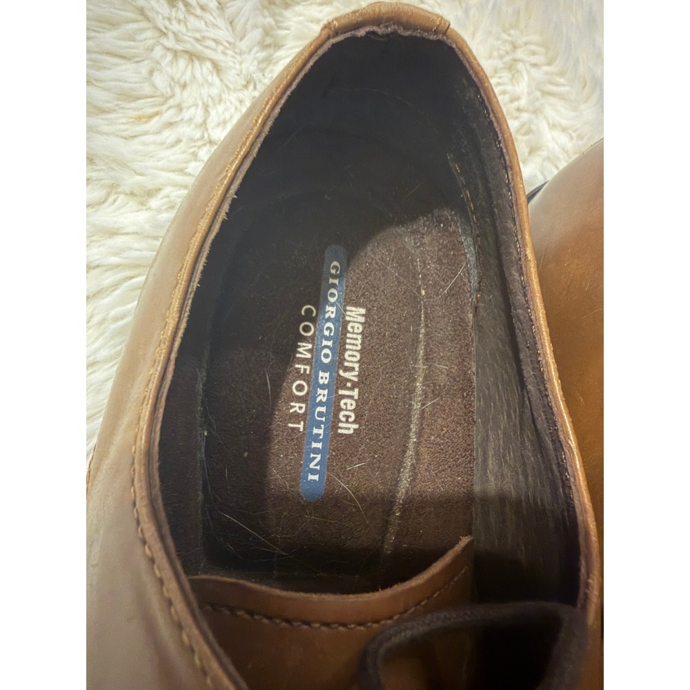 Giorgio Brutini Mens Tan Leather Derby Dress Shoes Memory Tech Comfort 11.5M - Picture 3 of 9